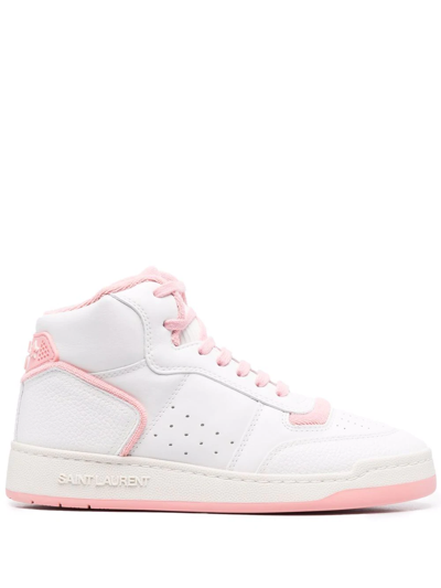 Saint Laurent High-top Leather Sneakers In Weiss