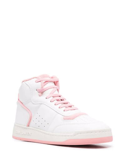Shop Saint Laurent High-top Leather Sneakers In Weiss