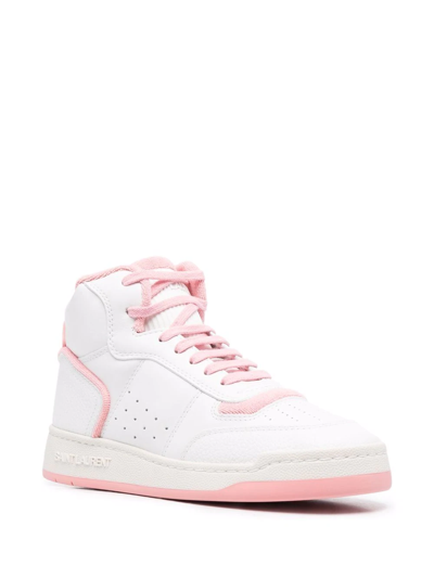 Saint Laurent High-top Leather Sneakers In Weiss