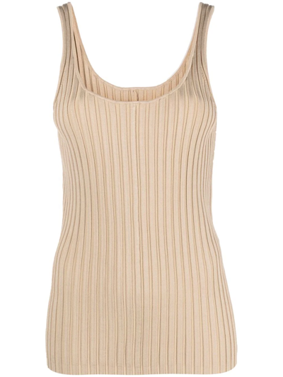 Shop By Malene Birger Ribbed-knit Tank Top In Braun