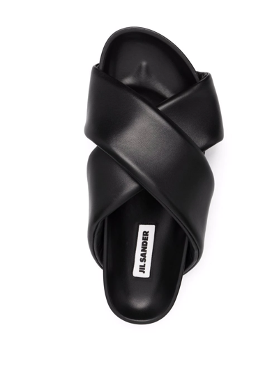 Shop Jil Sander Cross-strap Leather Sandals In Schwarz