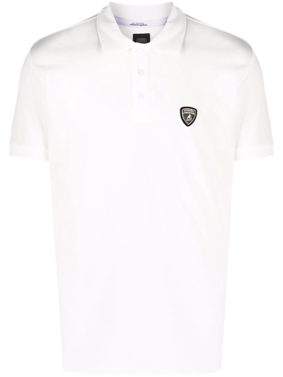 Shop Automobili Lamborghini Logo-patch Short-sleeved Polo Shirt In Weiss