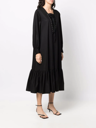 Comme Des Garçons Lace-up Flared Hem Dress In Schwarz