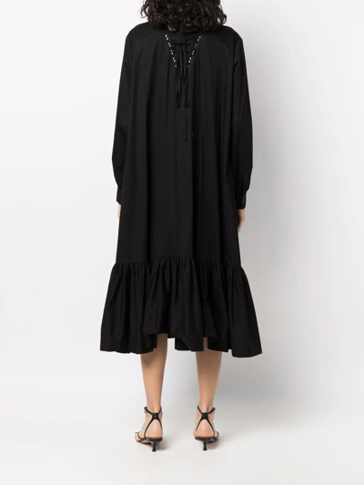 Comme Des Garçons Lace-up Flared Hem Dress In Schwarz