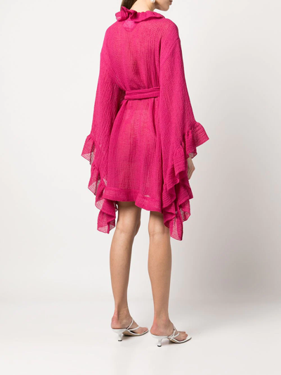 Shop Lisa Marie Fernandez Ruffle-trimmed Wrap Dress In Rosa
