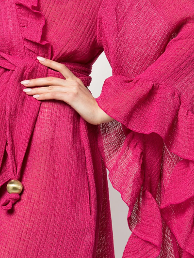 Shop Lisa Marie Fernandez Ruffle-trimmed Wrap Dress In Rosa