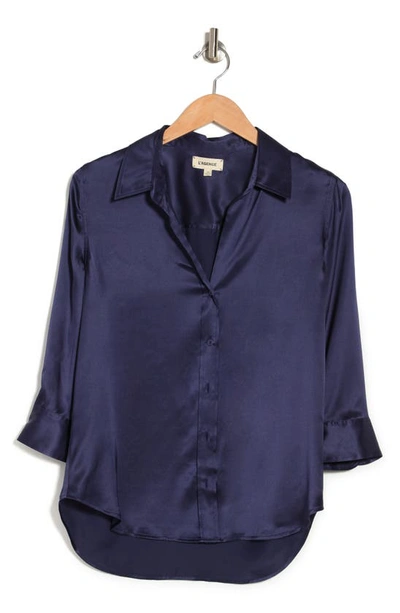 Shop Lagence Dani Silk Charmeuse Blouse In Medieval Blue