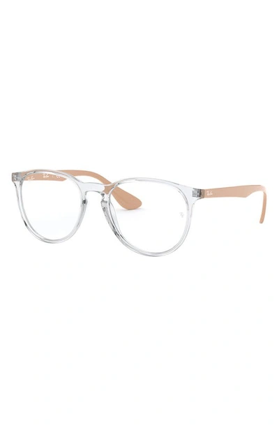 Shop Ray Ban Unisex Erika 51mm Keyhole Optical Glasses In Clear/ Beige