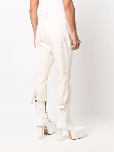 Shop Rick Owens Bootcut Denim Jeans In White