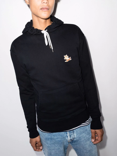 Shop Maison Kitsuné Chillax Fox Drawstring Hoodie In Black