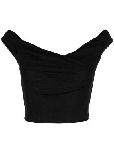 Shop Rta Cowl-neck Crop Top In Schwarz