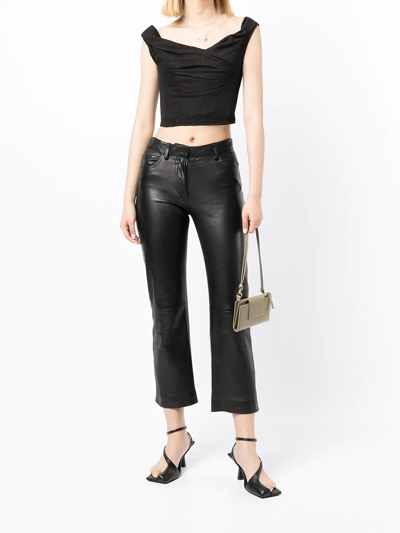 Shop Rta Cowl-neck Crop Top In Schwarz