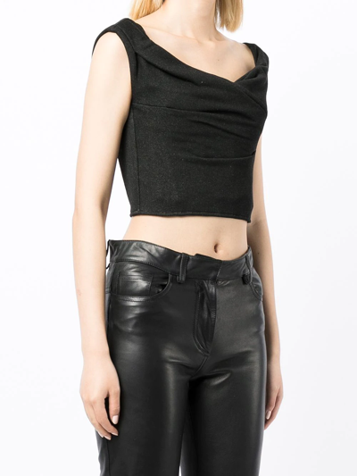 Shop Rta Cowl-neck Crop Top In Schwarz