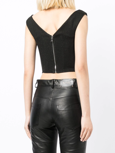 Shop Rta Cowl-neck Crop Top In Schwarz