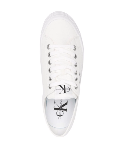 Shop Calvin Klein Logo-print Platform Sneakers In Weiss