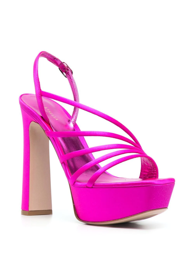 Le Silla Asymmetric Block Heel Platform Sandals In Rosa