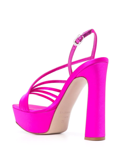 Le Silla Asymmetric Block Heel Platform Sandals In Rosa