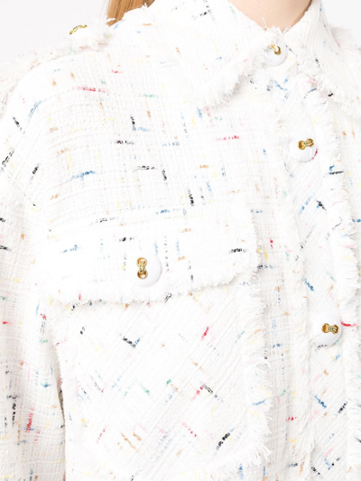Shop Edward Achour Paris Tweed-style Overshirt In Weiss