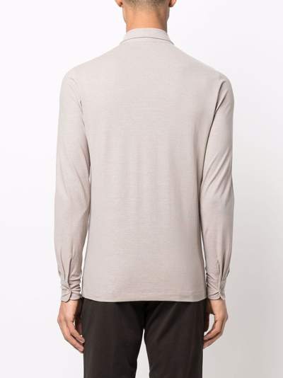 Zanone Slim-cut Button-down Shirt In Nude
