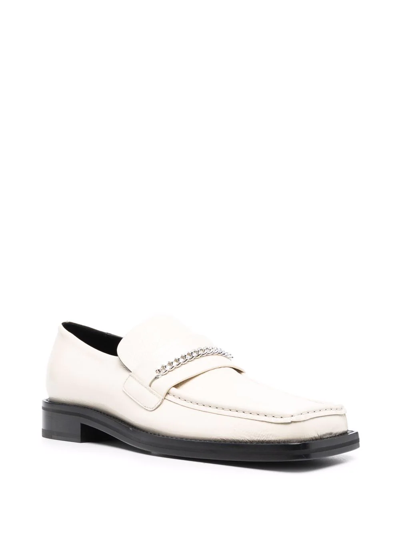 Shop Martine Rose Square-toe Leather Loafers In Nude