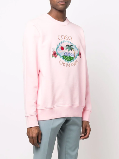 Shop Casablanca Coso Okinawa Embroidered Sweatshirt In Rosa