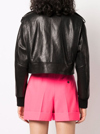 Shop Alexander Mcqueen Leather Jacket Clothing In Black