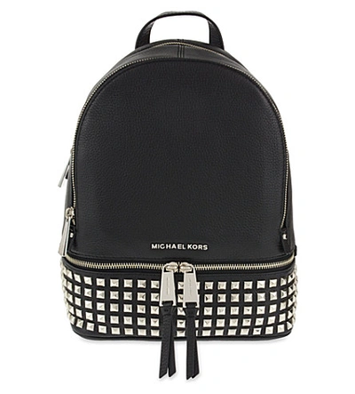 Shop Michael Michael Kors Rhea Leather Backpack In Black