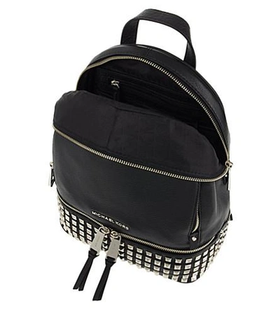 Shop Michael Michael Kors Rhea Leather Backpack In Black