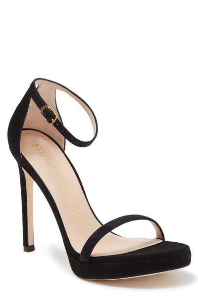 Shop Stuart Weitzman Nudist Disco Sandal In Black