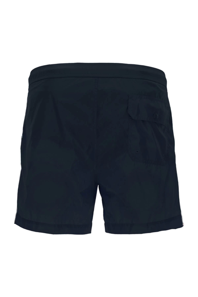 Shop Moncler Swim Trunks With Logo In Blue