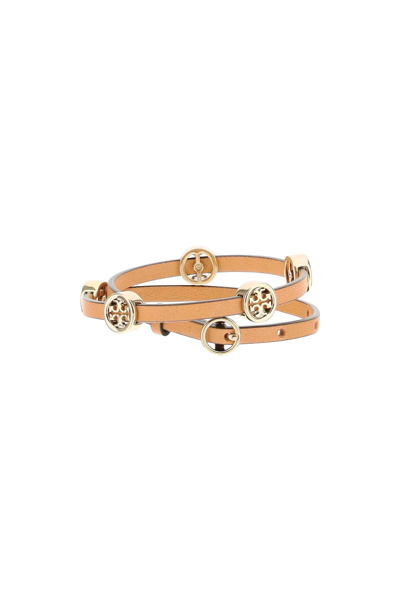 Shop Tory Burch Miller Double Wrap Bracelet In Beige