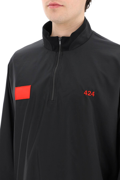 Shop 424 Nylon Jacket With Embroidered Logo In Black
