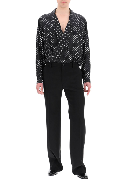 Shop Dolce & Gabbana Polka Dot Silk Shirt In Black,white