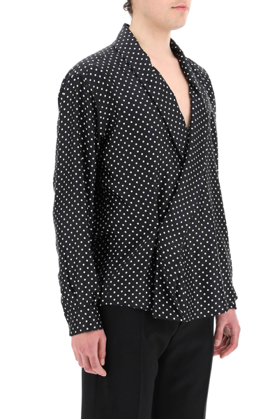 Shop Dolce & Gabbana Polka Dot Silk Shirt In Black,white