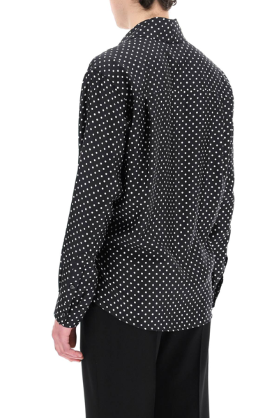 Shop Dolce & Gabbana Polka Dot Silk Shirt In Black,white