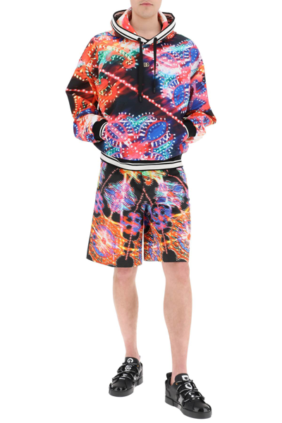 Dolce & Gabbana Bermuda With Luminary Print In Black,red,blue