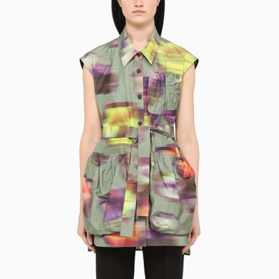 Shop Dries Van Noten Multicolour Belted Vest In Green