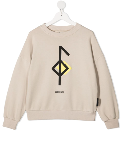 Andorine Graphic-print Organic Cotton Sweatshirt In Neutrals