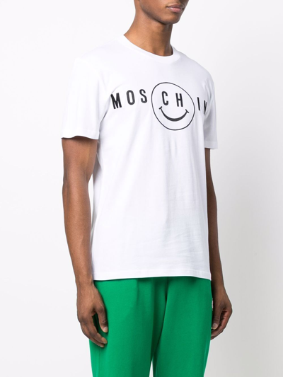 Shop Moschino Logo Cotton Tshirt In White