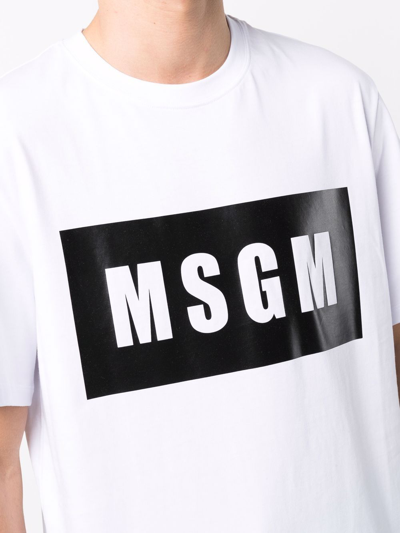 Shop Msgm Logo Cotton T-shirt In White