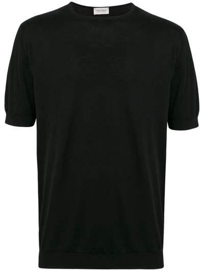 Shop John Smedley Cotton T-shirt In Black