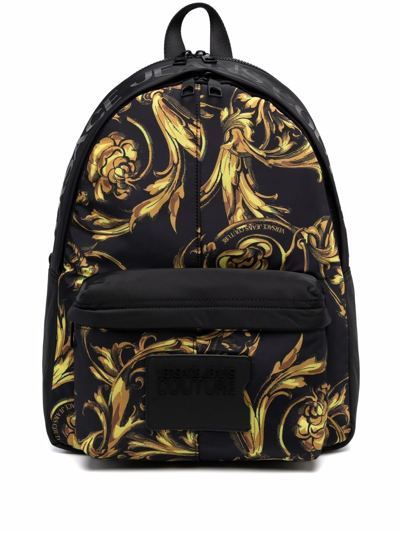 Shop Versace Jeans Couture Logo Backpack In Black