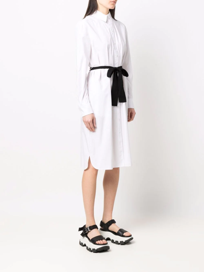 Shop Karl Lagerfeld X Amber Valletta Bow Belted Shirtdress In White