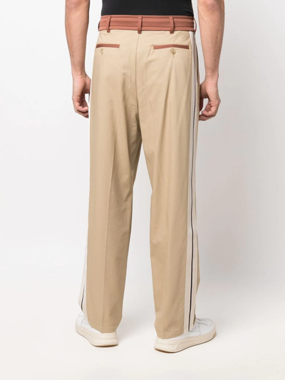 Shop Palm Angels Drawstring Side Stripe Track Pants In Neutrals