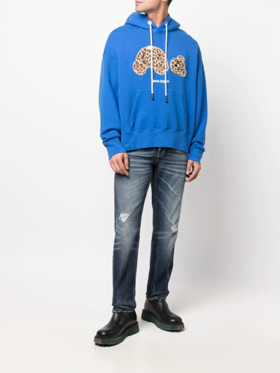 Palm Angels Slim-fit Distressed Straight-leg Jeans In Blue