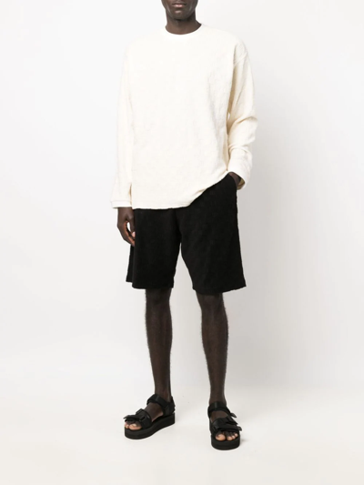 Ambush Monogram Towelling-finish Track Shorts In Black