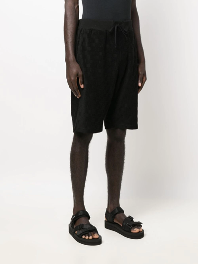 Shop Ambush Monogram Towelling-finish Track Shorts In Black