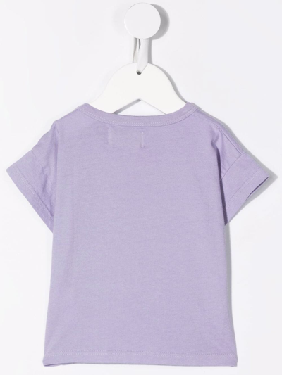 Shop Bobo Choses Floral-slogan Print T-shirt In Purple