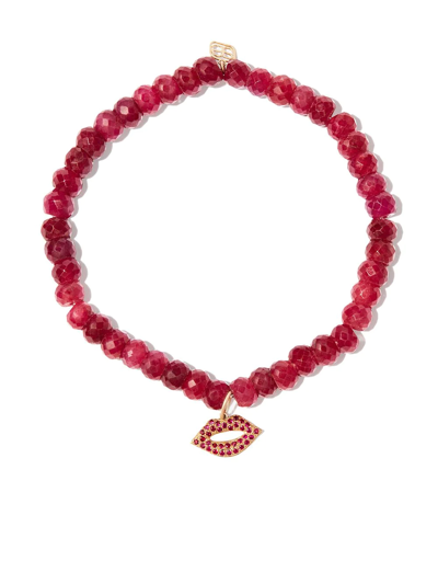 Shop Sydney Evan 14kt Yellow Gold Lips Andalucite And Ruby Charm Bracelet