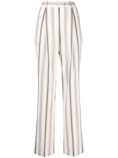 Fabiana Filippi Stripe-print Straight-leg Tailored Trousers In Neutrals